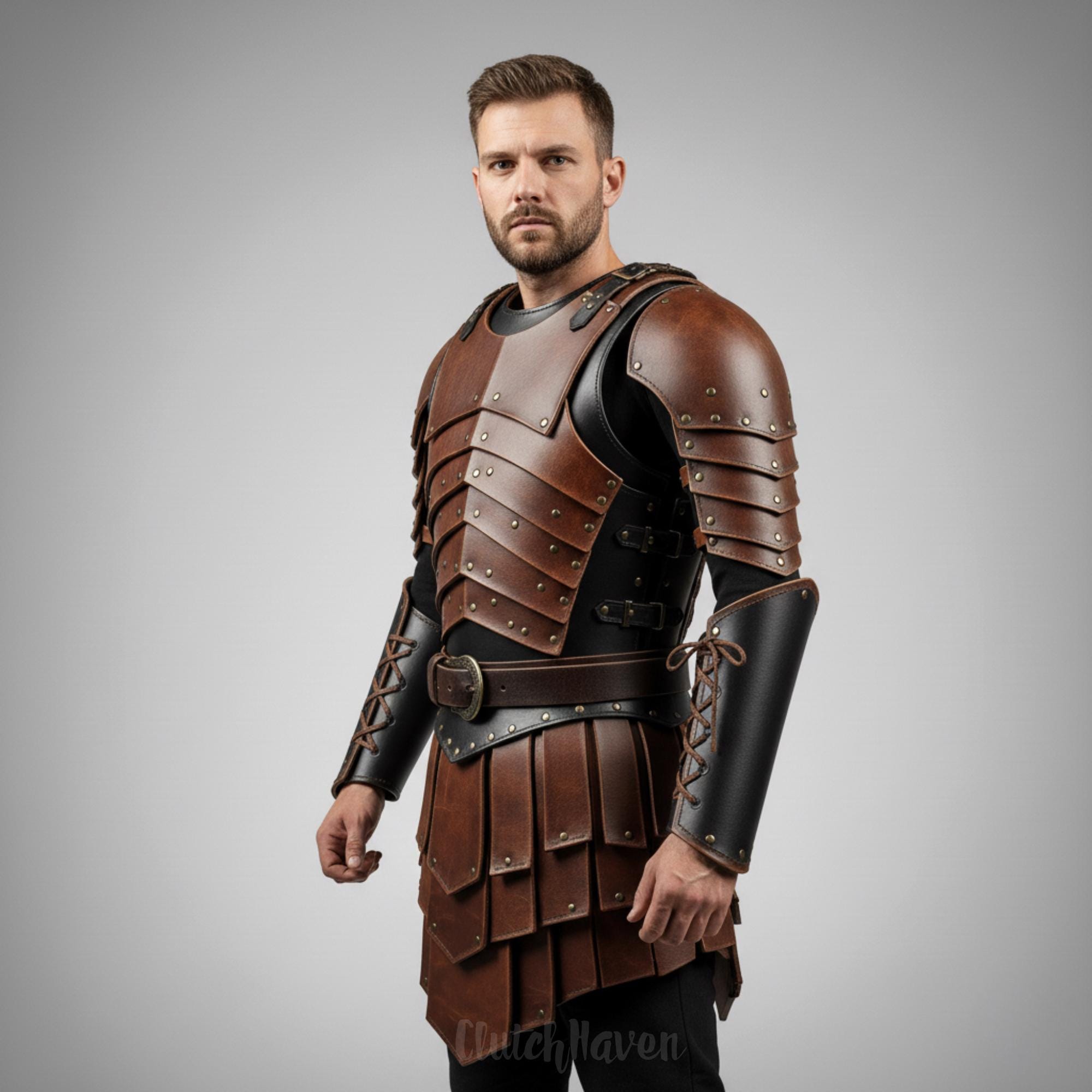 Valiant Knight Leather Armor Set | Medieval Warrior Chestplate Skirt