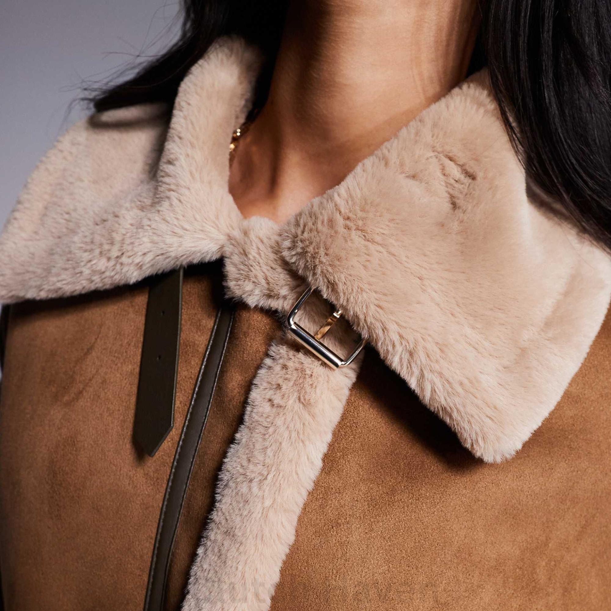 Women’s Genuine Suede Leather Shearling Jacket