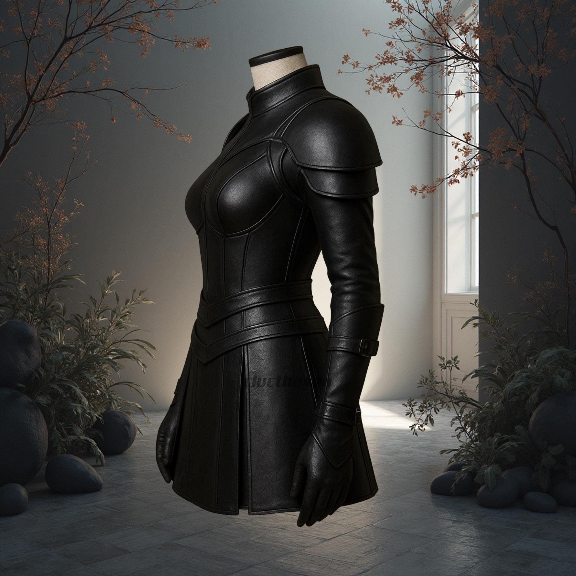 Women's Black Leather Armor Costume | Gothic Fantasy Outfit